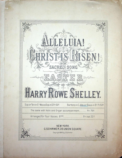 1889 Alleluia Christ Is Risen Sheet Music Large Easter Song Harry R Shelley 1