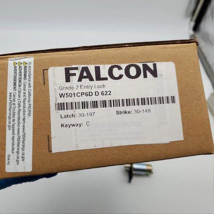 Falcon Door Lever Entry Lock Flat Black Dane 2-3/4" Backset W501CP6D C Keyway 9