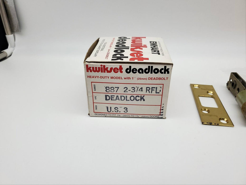 Kwikset Deadbolt Lock Turnbolt Vacancy Indicator 2-3/4" BS Bright Brass 887 NOS 3
