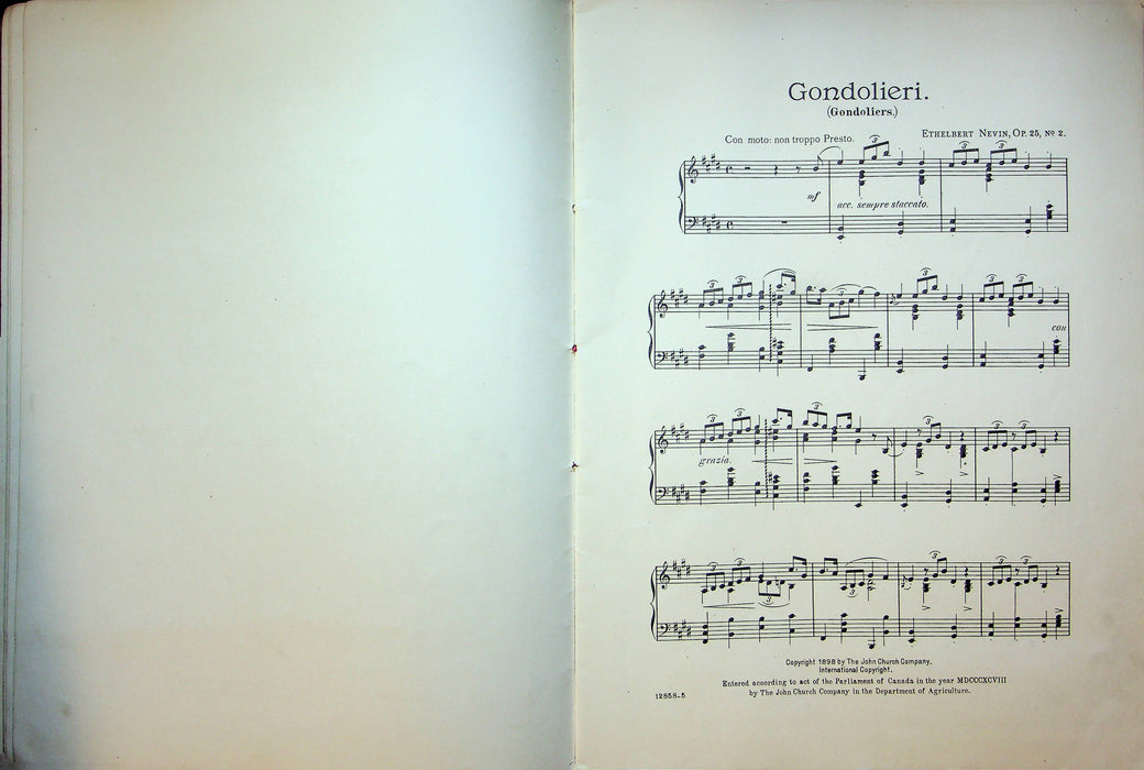 1898 Vintage Sheet Music Piano Ethelbert Nevin Giorno in Venezia A Day in Venice 6