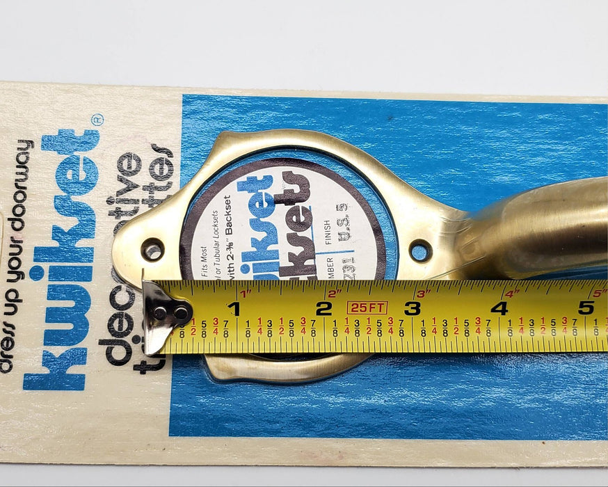 Vintage Kwikset Escutcheon Lockset Satin Brass Oxidized Relieved w/ Handle NOS 8