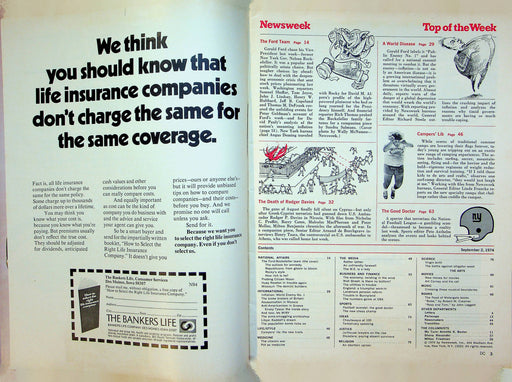 Newsweek Magazine Sep 2 1974 Gerald Ford Rockefeller Team Global Depression 2