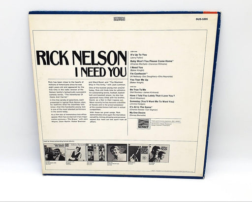 Ricky Nelson I Need You LP Record Sunset Records 1968 SUS-5205 2