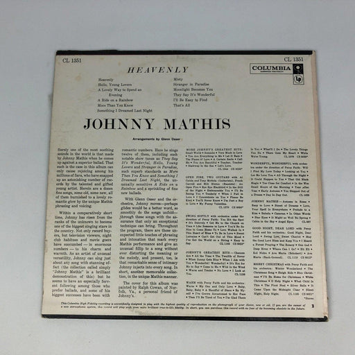 Johnny Mathis Heavenly Record 33 RPM LP CL 1351 Columbia 1962 2