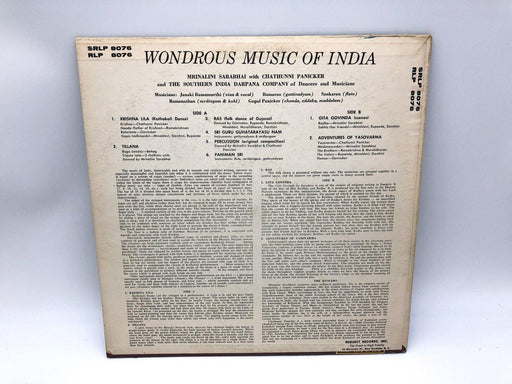Mrinalini Sarabhai Wondrous Music of India Record 33 RPM LP SRLP 8076 Request 2