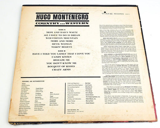 Hugo Montenegro Country And Western 33 RPM LP Record Time Records 1963 52071 2