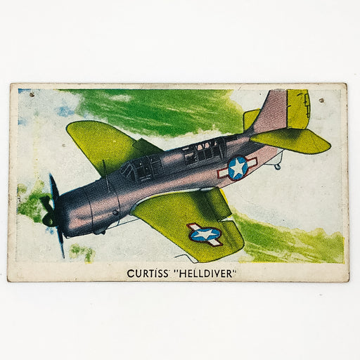 WW2 Airplane Card Curtiss Helldiver Plane 44th Fighter and 50th Fighter Emblems 1