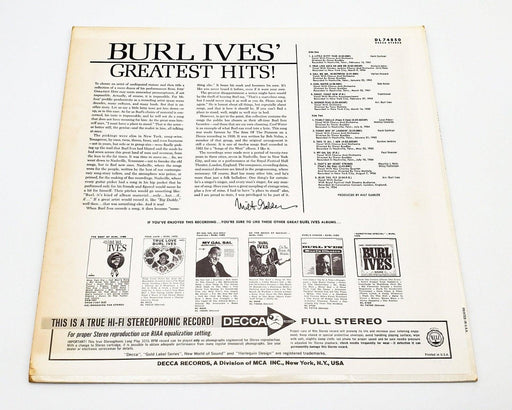 Burl Ives Burl Ives' Greatest Hits! 33 RPM LP Record Decca 1967 DL 74850 2