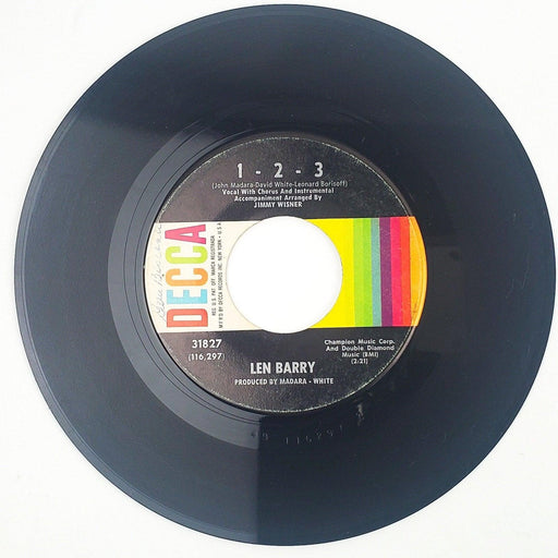Len Barry 1 - 2 - 3 Record 45 RPM Single 31827 Decca 1965 1
