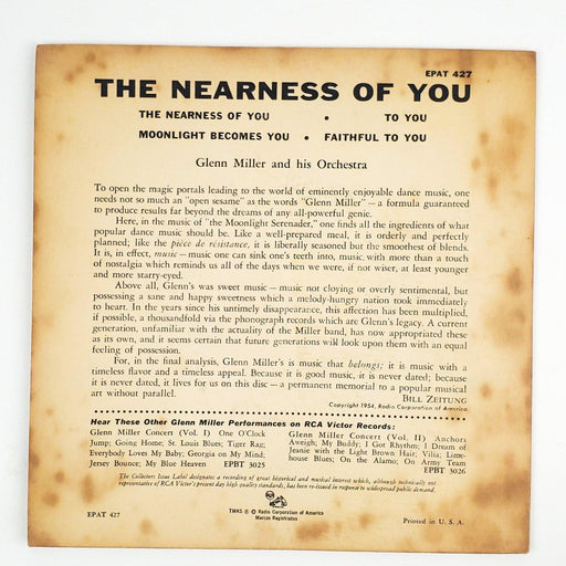 Glenn Miller The Nearness Of You Record 45 RPM EP EPAT 427 RCA Victor 1954 2