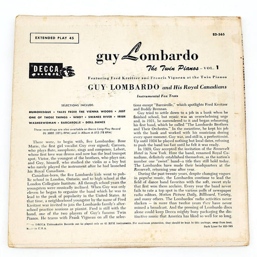 Guy Lombardo And His Royal Canadians Twin Pianos Vol. 1 45 RPM EP Record 2