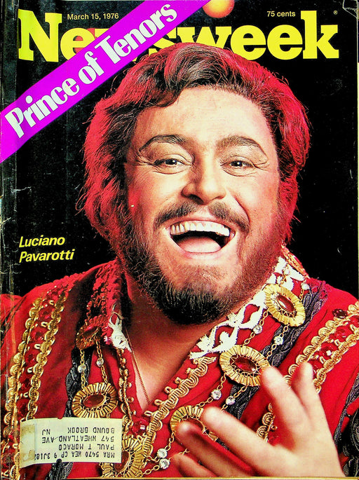 Newsweek Magazine March 15 1976 Prince Of Tenors, Luciano Pavarotti 1