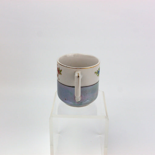 Occupied Japan Small Floral Gray Blue Luster Ware Cup Mug 2.25 Inches 2