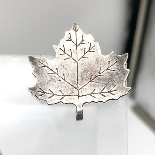 Vintage Sterling Silver Maple Leaf Pin Pinback Brooch MARKED Etched Veins 1