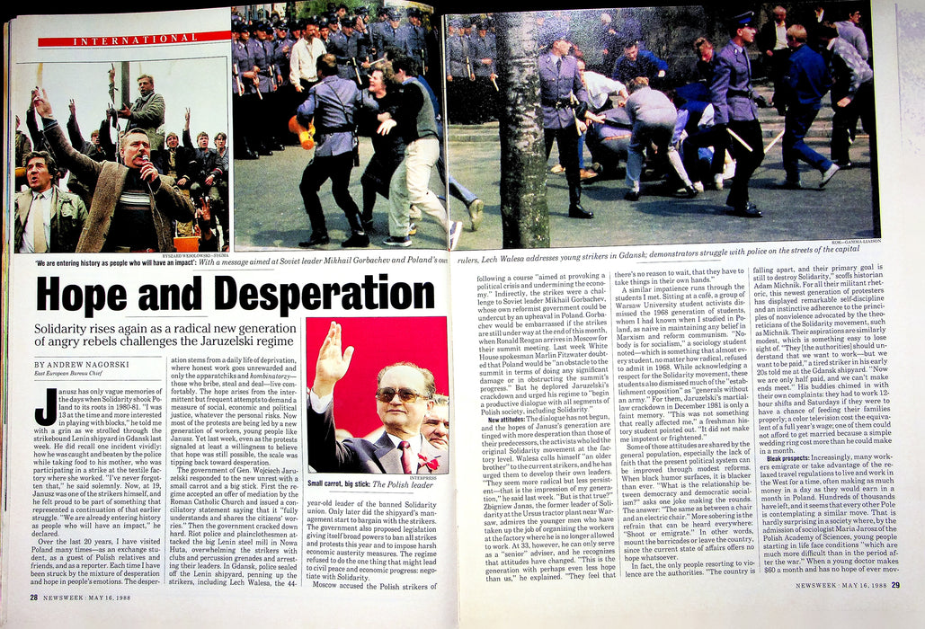 Newsweek Magazine May 16 1988 Poland Polish Solidarity Jaruzelski Regime Leader 3