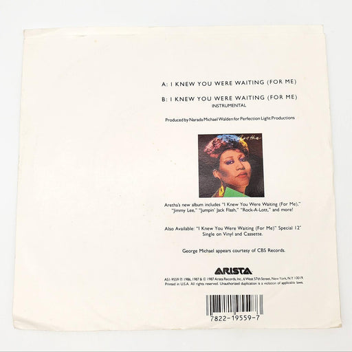 Aretha Franklin I Knew You Were Waiting For Me Single Record Arista 1987 2
