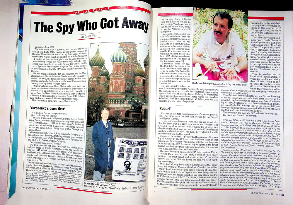 Newsweek Magazine May 23 1988 CIA Defector Espionage Russia KGB Interview 3
