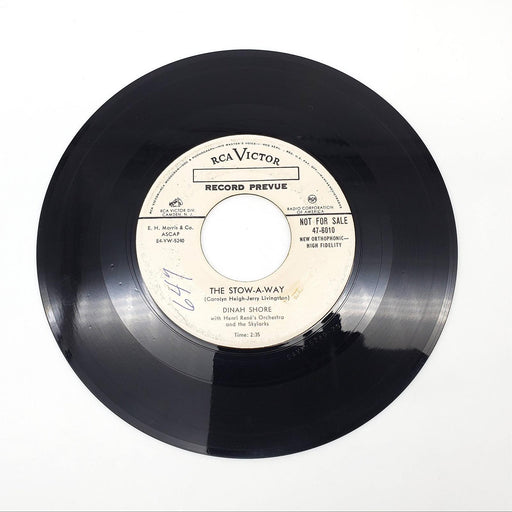 Dinah Shore The Stow-A-Way Single Record RCA Victor 1954 47-6010 PROMO 1