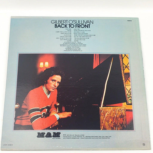 Gilbert O'Sullivan Back To Front Record 33 RPM LP MAM-5 MAM 1972 w/ Lyrics 2
