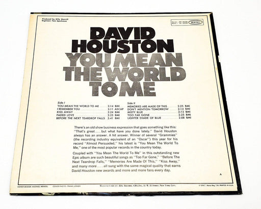 David Houston You Mean The World To Me 33 RPM LP Record Epic 1967 BN 26338 2