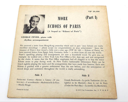 George Feyer More Echoes Of Paris Part 1 45 RPM EP Record VOX 1954 VIP 30.400 2