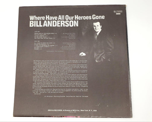 Bill Anderson Where Have All Our Heroes Gone LP Record Decca 1970 DL 75254 2
