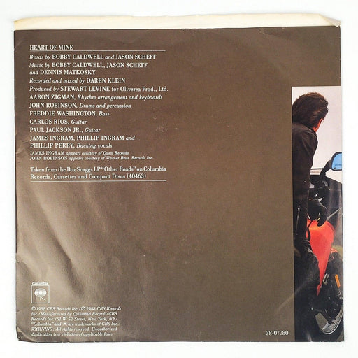 Boz Scaggs Heart Of Mine Record 45 RPM Single 38-07780 Columbia 1988 2