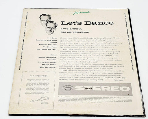 David Carroll & His Orchestra Let's Dance 33 RPM LP Record Mercury 1958 SR 60001 2