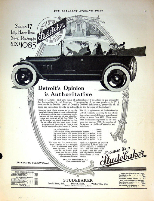 1917 Studebaker Series 17 Print Ad Because It's a Studebaker 14"x11" 1