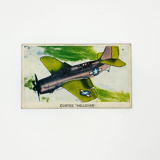 WW2 Airplane Card Curtiss Helldiver Plane 44th Fighter and 50th Fighter Emblems 2