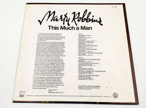 Marty Robbins This Much A Man 33 RPM LP Record Decca 1972 2