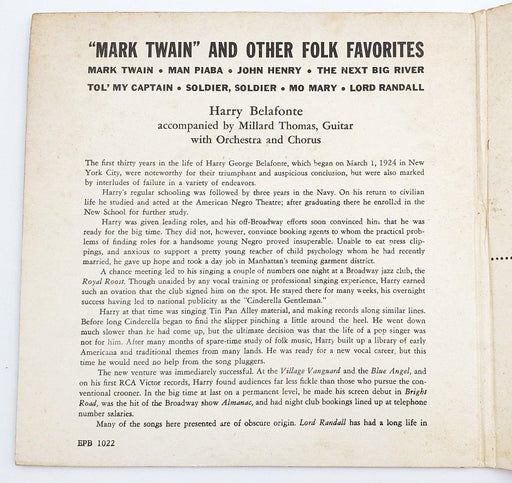 Harry Belafonte Mark Twain And Other Folk Favorites 45 RPM 2x EP Record RCA 1954 2
