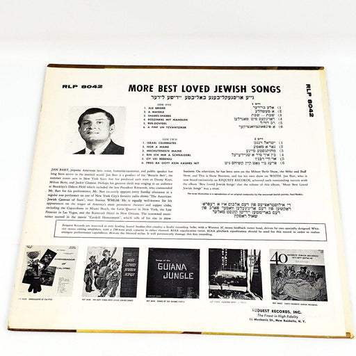 Jan Bart More Best Loved Jewish Songs Record 33 RPM LP Request Records 1960 2