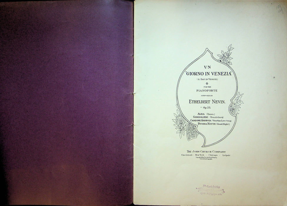 1898 Vintage Sheet Music Piano Ethelbert Nevin Giorno in Venezia A Day in Venice 4