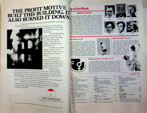 Newsweek Magazine Nov 28 1977 Sadat in Israel First National Womens Conference 2