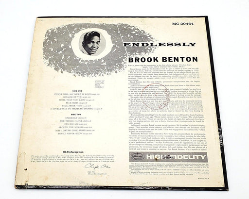 Brook Benton Endlessly 33 RPM LP Record Mercury 1959 MG-20464 2