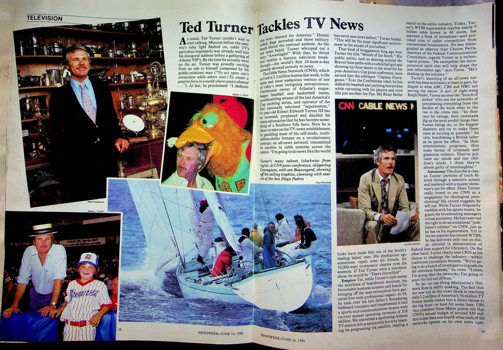 Newsweek Magazine June 16 1980 Ted Turner Starts Cable News Network CNN 24 Hour 3