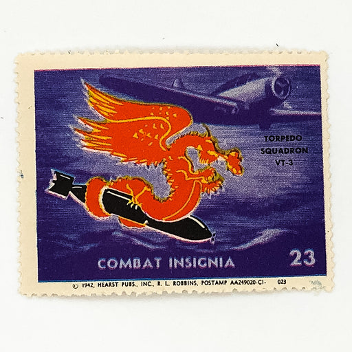 WW2 Combat Insignia Stamp 1942 Hearst #23 Torpedo Squadron VT-3 R.L. Robbins 1