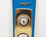 1960s Kwikset Ornamental Escutcheon Bright Brass Doorknob & Deadbolt Trim NOS 3