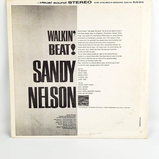 Sandy Nelson Walkin' Beat Record 33 RPM LP SUS-5114 Sunset Records 1969 2
