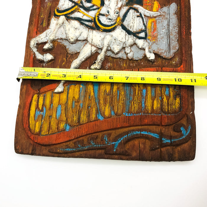 1871 Chicago Fire Wall Plaque Raised Panel Folk Art Faux Wood 20x11 Hand Painted