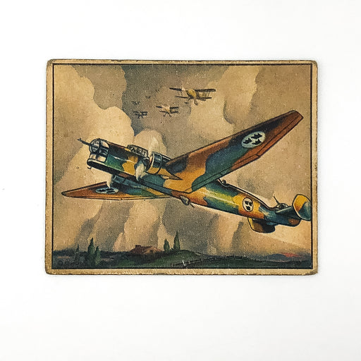 1939 Gum World in Arms Card #7 Swedish Junkers Bomber WW2 Airplane Cartoon Art 1