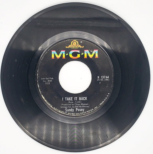 Sandy Posey I Take It Back Record 45 RPM Single K 13744 MGM 1967 1