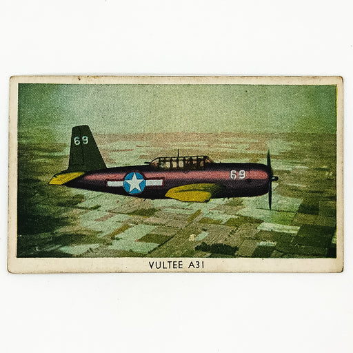 WW2 Airplane Card Vultee A31 with 44th and 45th Bombardment Emblems on Back 1