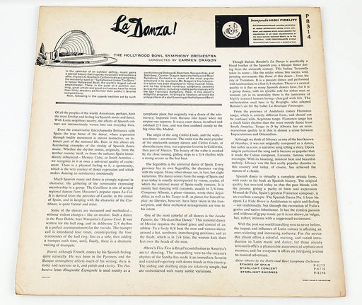 Hollywood Bowl Orchestra La Danza Record 33 RPM LP P-8314 Capitol Records 1959 2