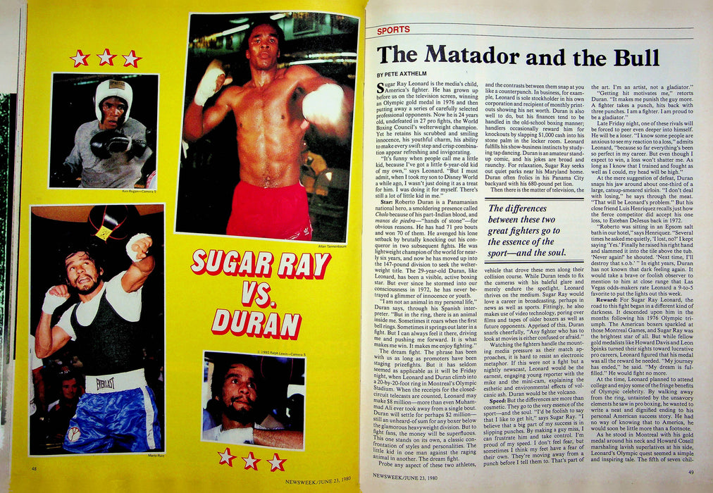 Newsweek Magazine June 23 1980 Sugar Ray Leonard Takes On Roberto Duran Boxers 3