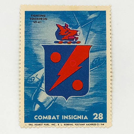 WW2 Combat Insignia Stamp 1942 Hearst #28 Fighting Squadron VF-41 Aviation R.L. 1