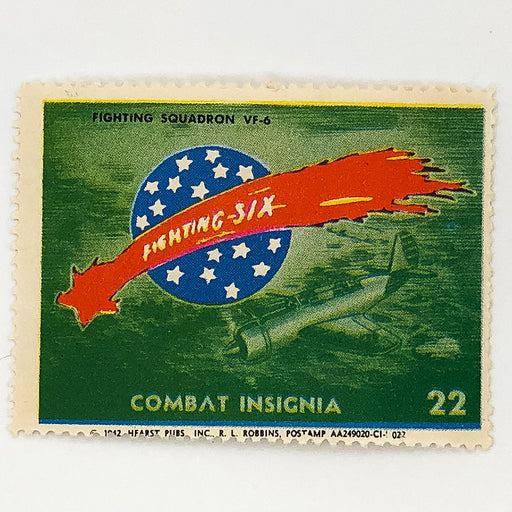 WW2 Combat Insignia Stamp 1942 Hearst #22 Fighting Squadron VF-6 Aviation Robbin 1