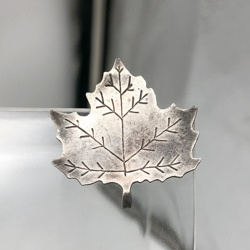 Vintage Sterling Silver Maple Leaf Pin Pinback Brooch MARKED Etched Veins 2
