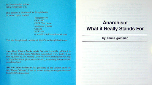 Anarchism What it Really Stands For Emma Goldman Kersplebedeb 1997 2
